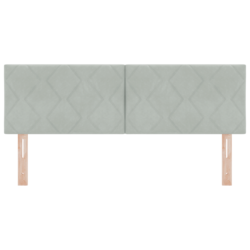LED Kopfteil mit Diamantblockdesign Hellgrau 144 cm Velours