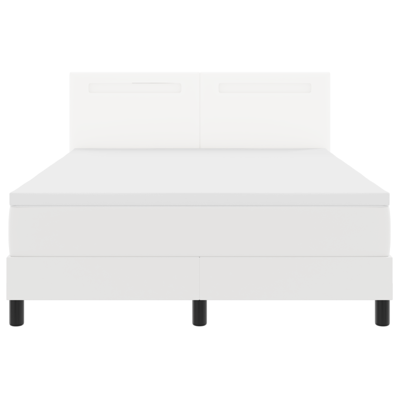 Boxspringbett mit Matratze Weiß 140x200 cm Kunstleder