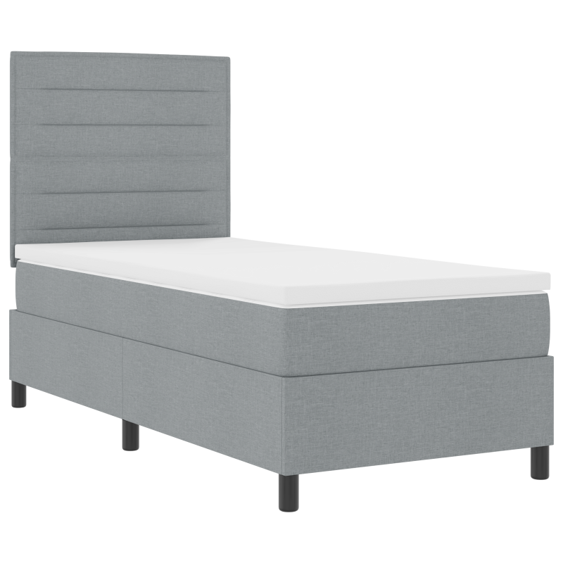 Boxspringbett mit Matratze Hellgrau 100x200 cm Stoff