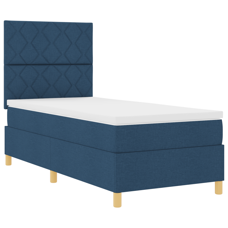Boxspringbett mit Matratze in Dunkelblau, 200x200 cm, aus Samt