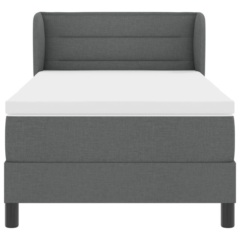 Boxspringbett mit Matratze in Dunkelgrau 90x200 cm aus Stoff