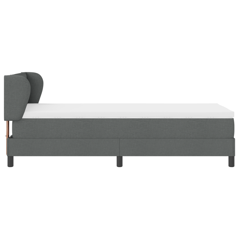 Boxspringbett mit Matratze in Dunkelgrau 90x200 cm aus Stoff