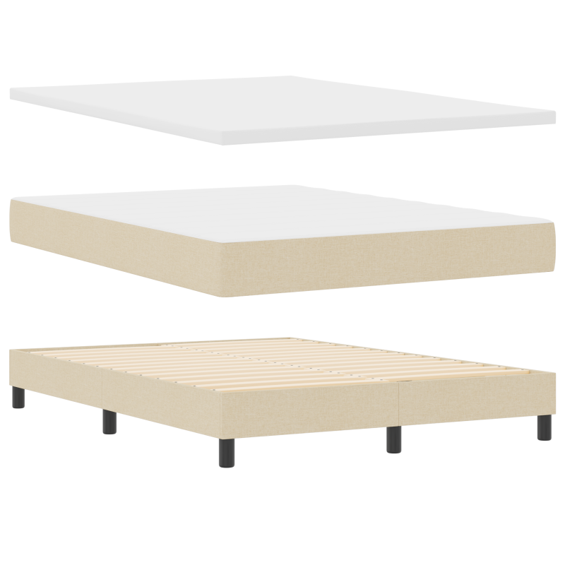 Boxspringbett mit Matratze in Creme 160x200 cm aus Stoff