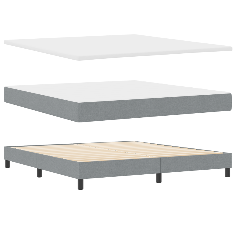 Boxspringbett mit Matratze Hellgrau 180x200 cm Stoff