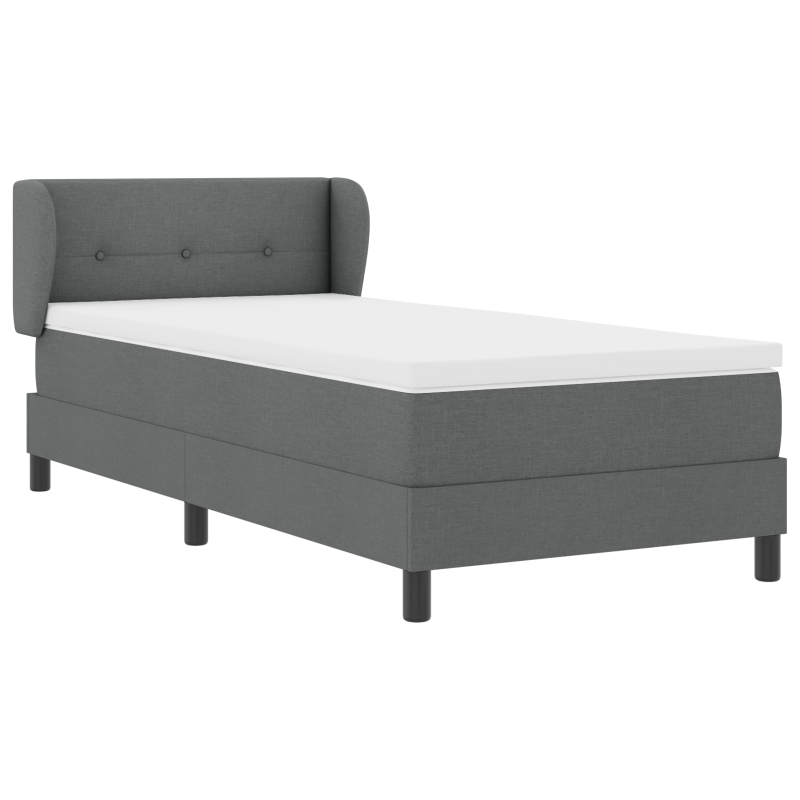 Boxspringbett mit Matratze in Dunkelgrau, 90x190 cm, Stoff
