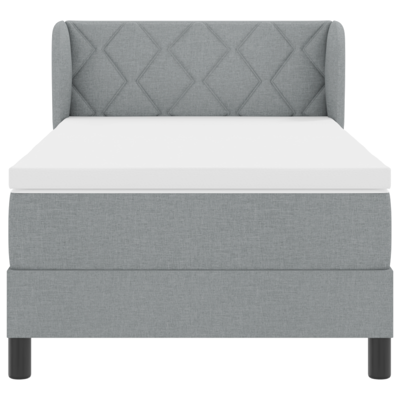 Boxspringbett mit Matratze - Hellgrau, 100x200 cm, Stoff