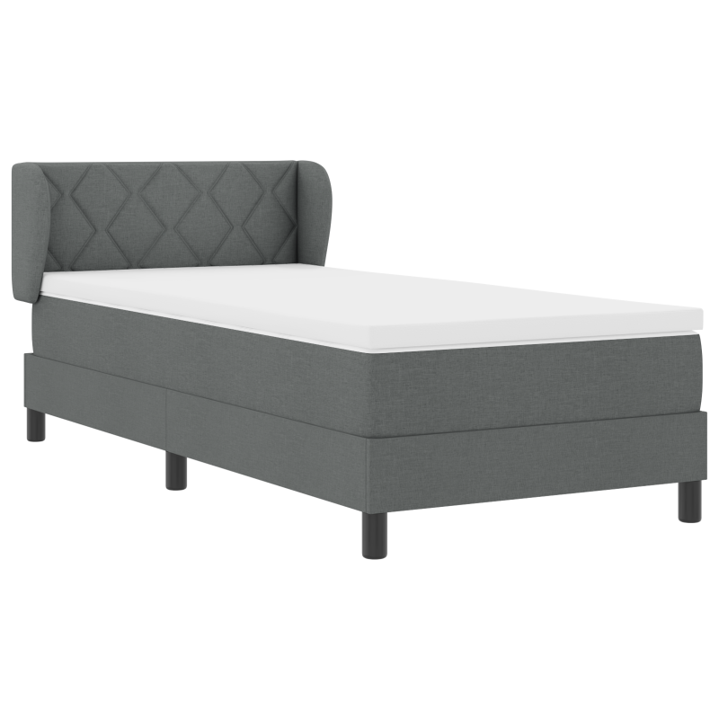 Boxspringbett mit Matratze in Dunkelgrau, 100x200 cm, Stoff
