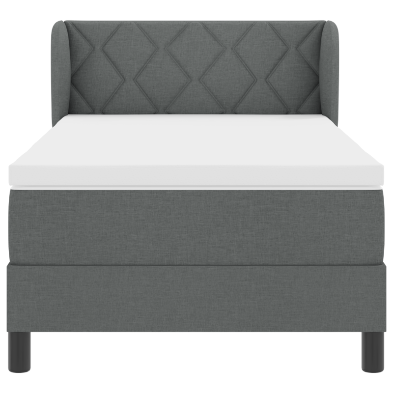 Boxspringbett mit Matratze in Dunkelgrau, 100x200 cm, Stoff