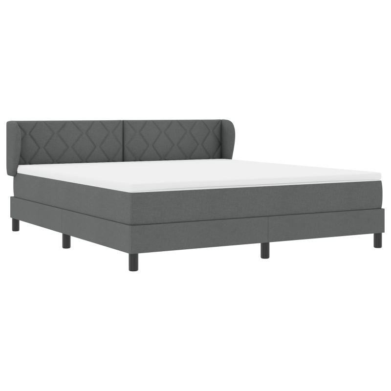 Boxspringbett mit Matratze in Dunkelgrau, 180x200 cm, aus Stoff