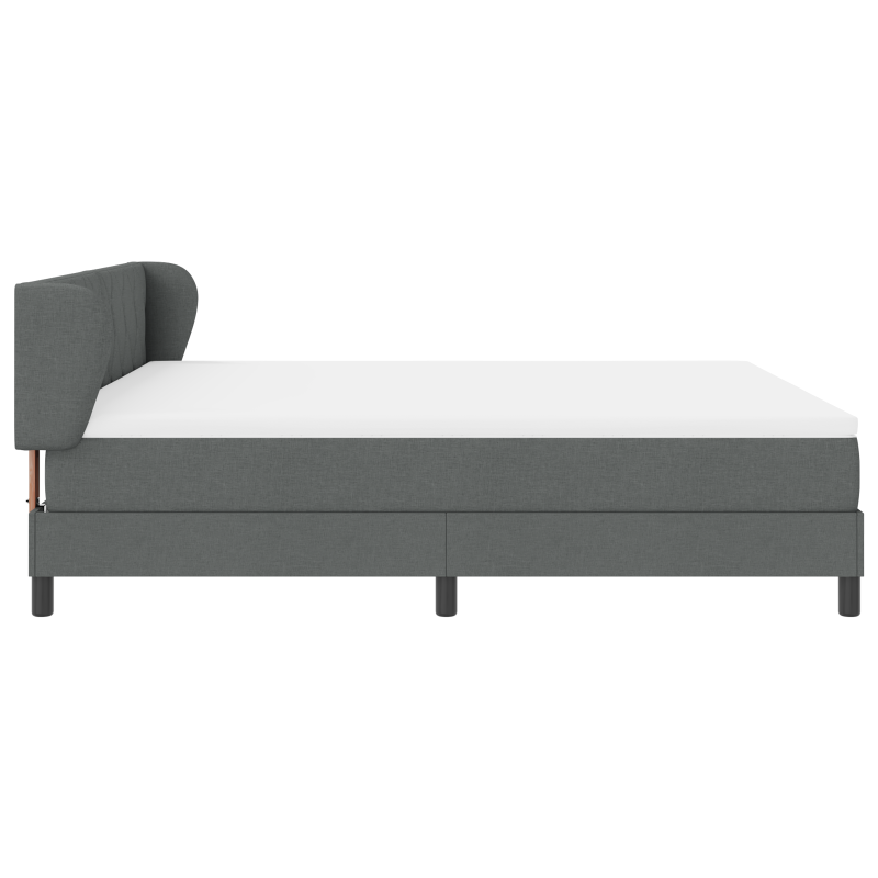 Boxspringbett mit Matratze in Dunkelgrau, 180x200 cm, aus Stoff