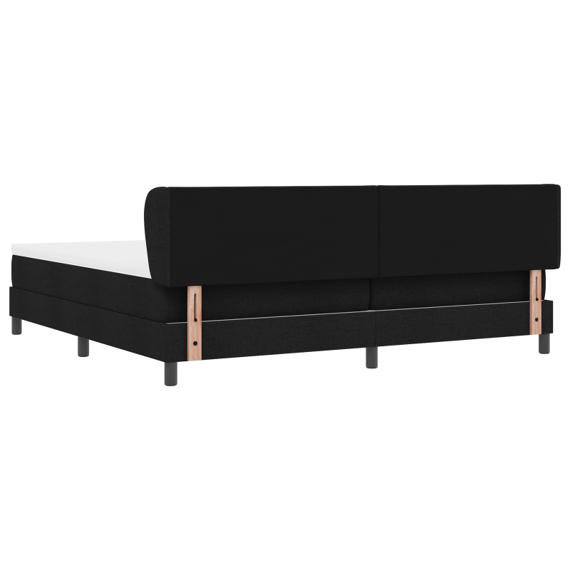 Schwarzes Boxspringbett mit Matratze, 200x200 cm, Stoff