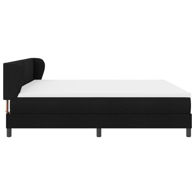 Schwarzes Boxspringbett mit Matratze, 200x200 cm, Stoff