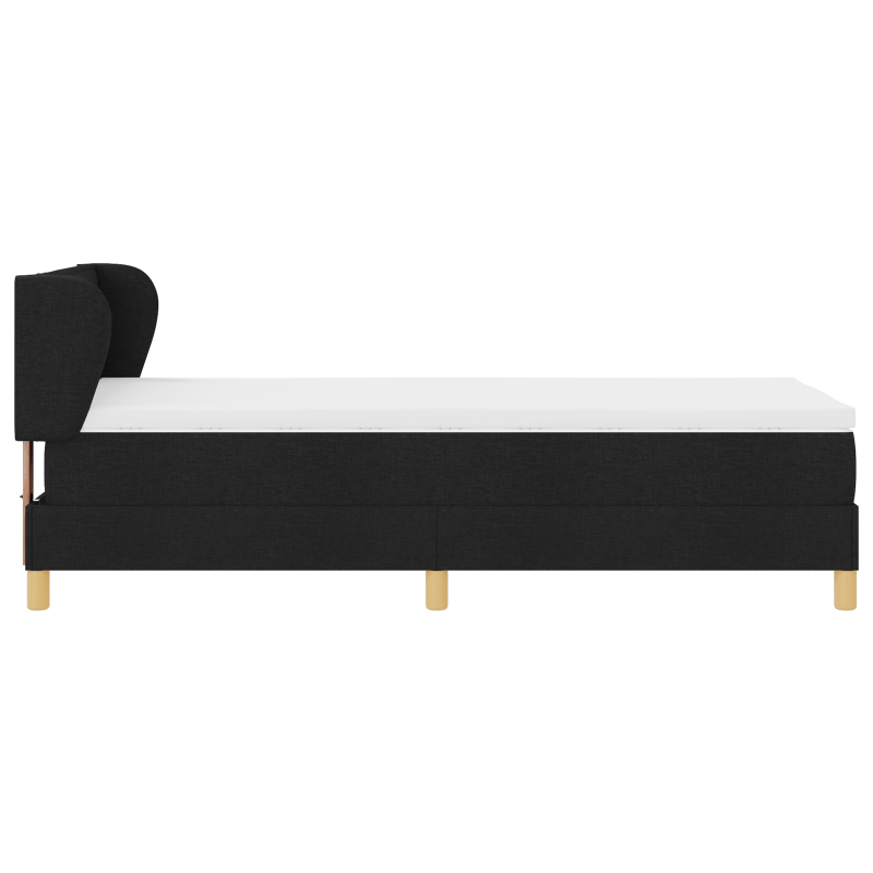Boxspringbett mit Matratze in Schwarz, 90x190 cm, Stoff