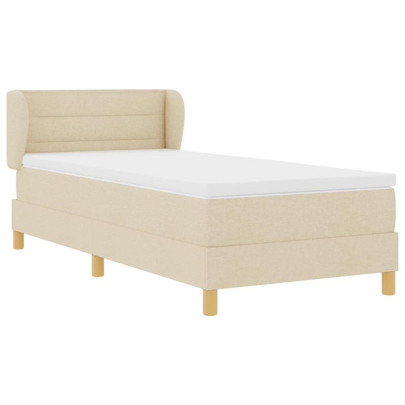 Boxspringbett mit Matratze in Creme - 90x190 cm Stoff