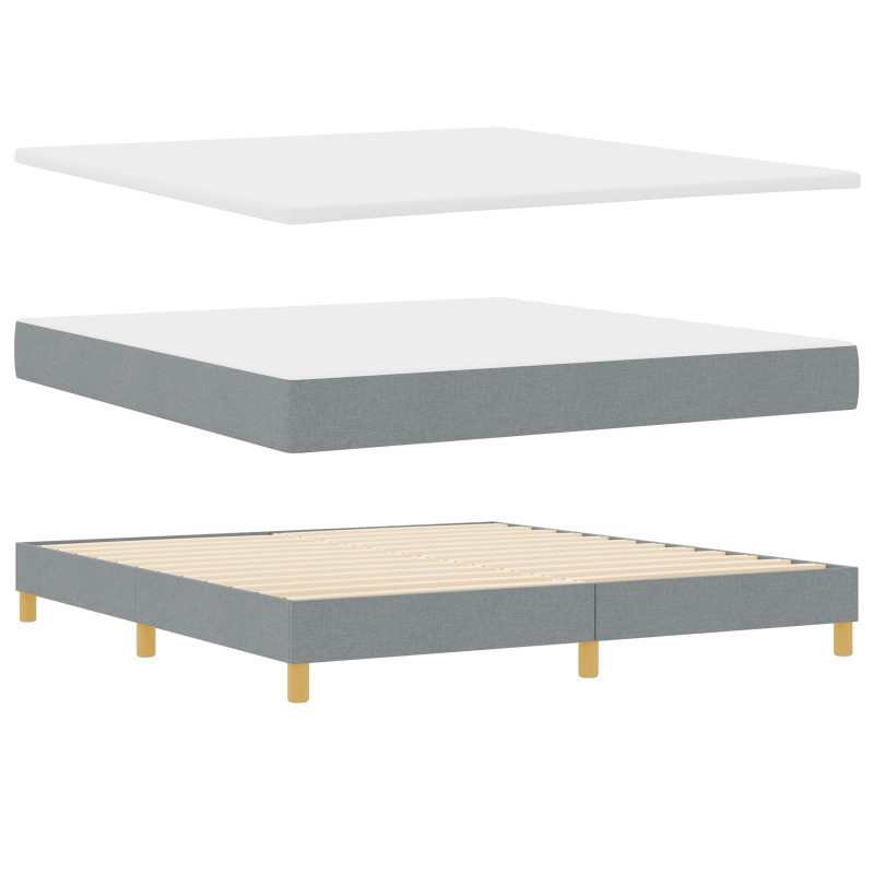 Boxspringbett mit Matratze in Hellgrau 180x200 cm aus Stoff
