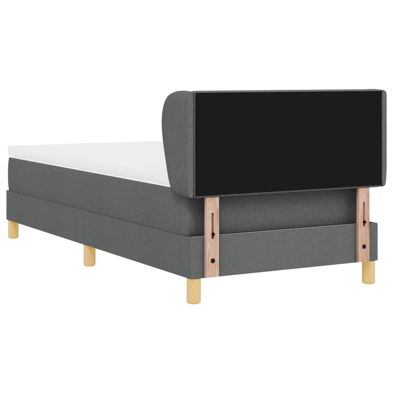 Boxspringbett mit Matratze in Dunkelgrau, 80x200 cm, Stoff