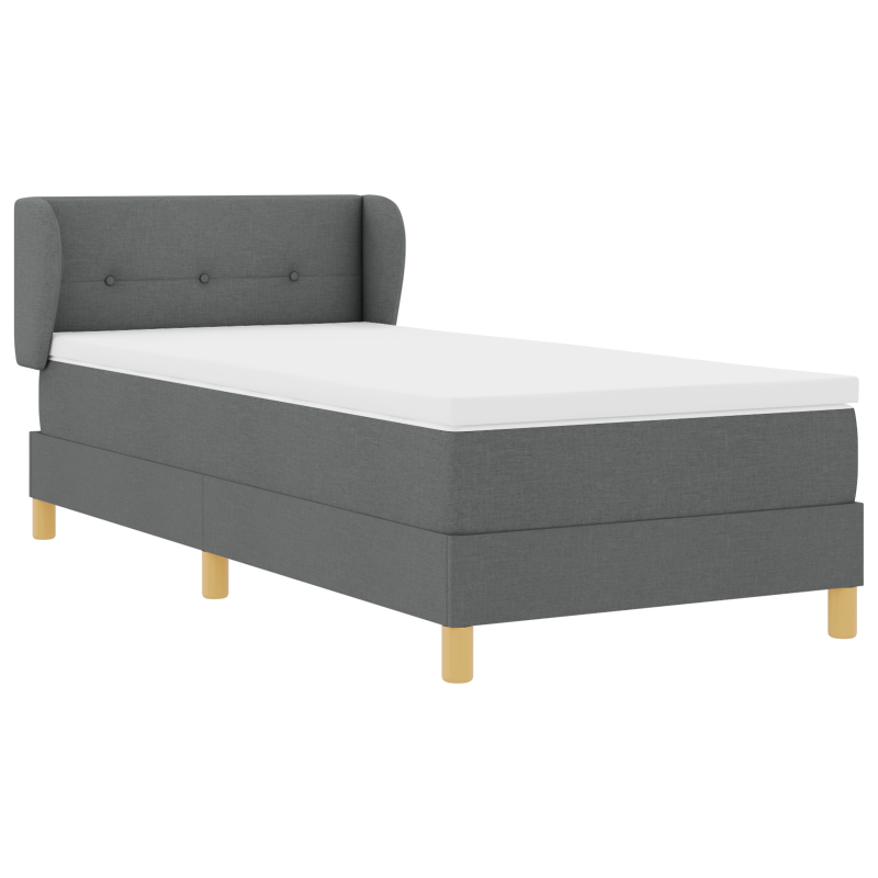Boxspringbett mit Matratze - Dunkelgrau, 90x200 cm, Stoff