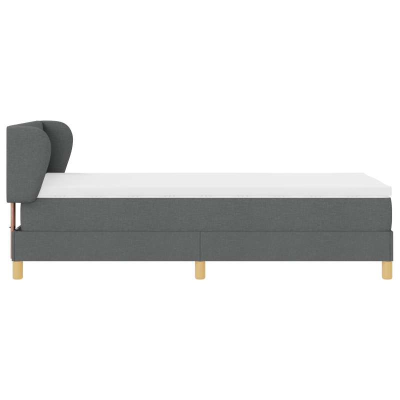 Boxspringbett mit Matratze - Dunkelgrau, 90x200 cm, Stoff