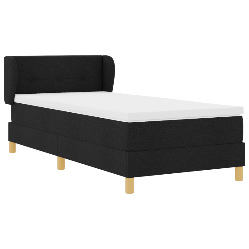 Boxspringbett mit Matratze - Schwarz - 90x200 cm Stoff