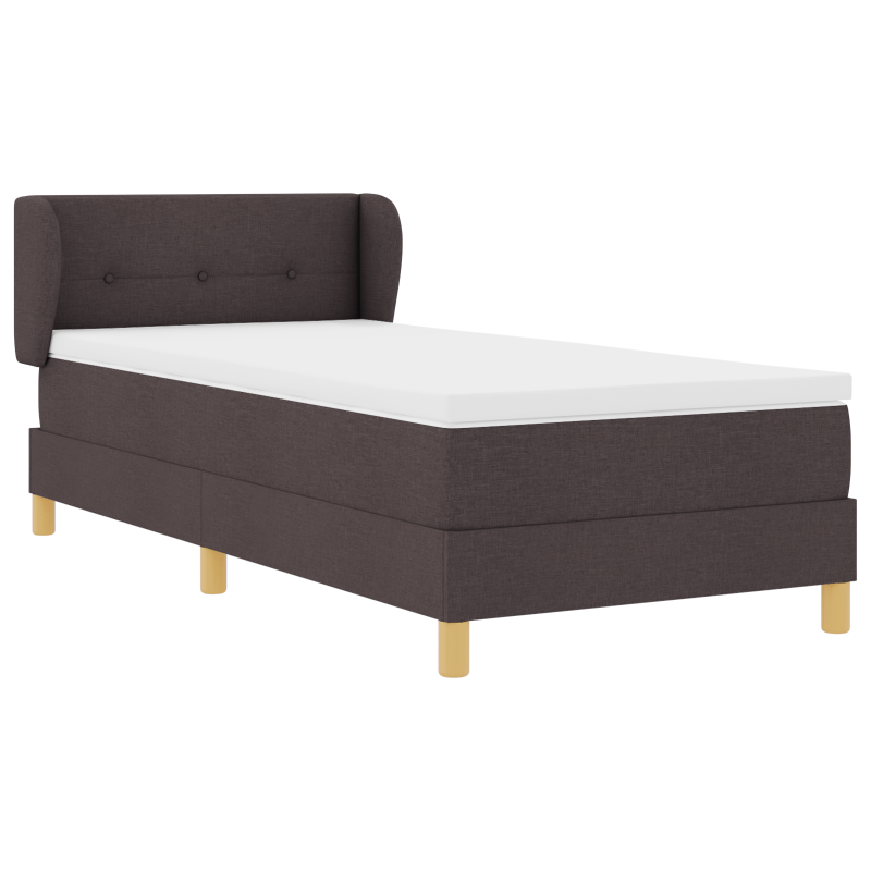 Boxspringbett mit Matratze in Dunkelbraun, 90x200 cm, Stoff