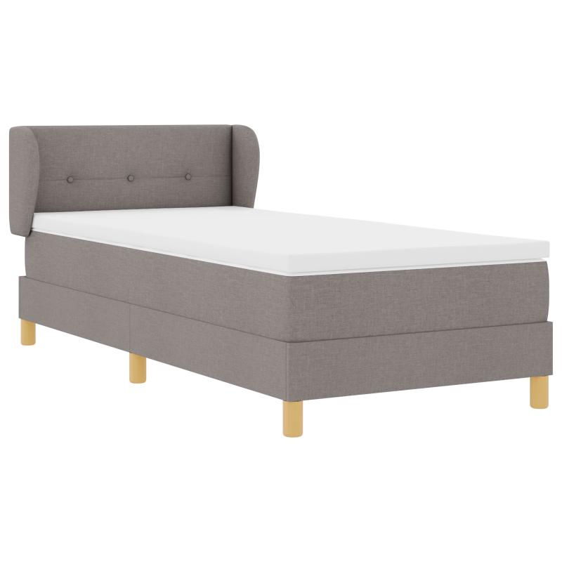 Boxspringbett mit Matratze in Taupe, 90x200 cm, Stoff