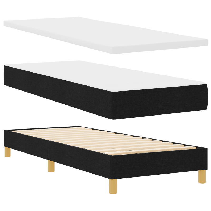 Boxspringbett mit Matratze Schwarz 80x200 cm Stoff