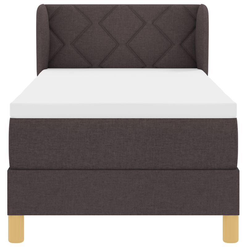 Boxspringbett mit Matratze - Dunkelbraun, 80x200 cm, Stoff