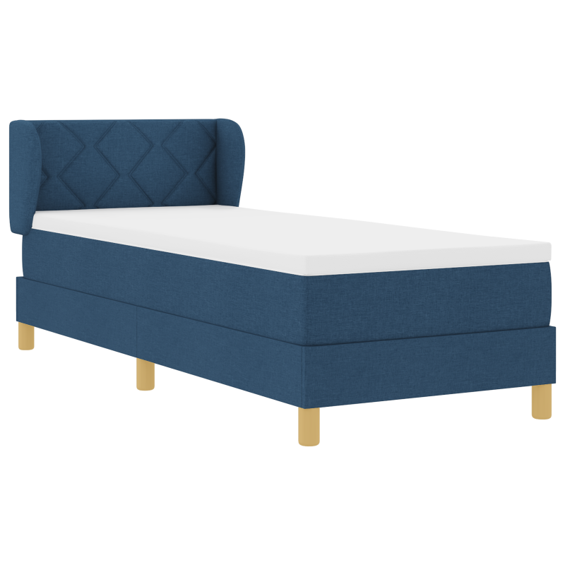 Boxspringbett mit Matratze - Blau - 80x200 cm - Stoff