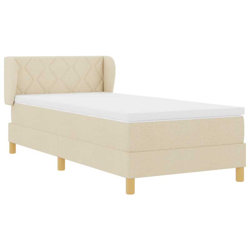 Boxspringbett mit Matratze - Cremefarben, 90x190 cm, Stoff