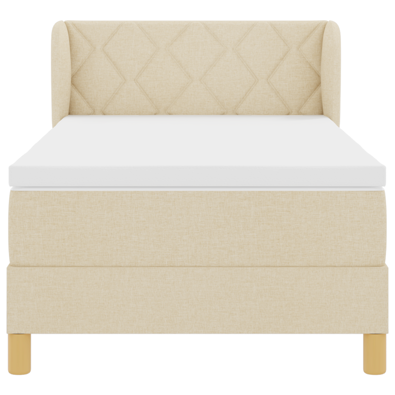 Boxspringbett mit Matratze - Cremefarben, 90x190 cm, Stoff
