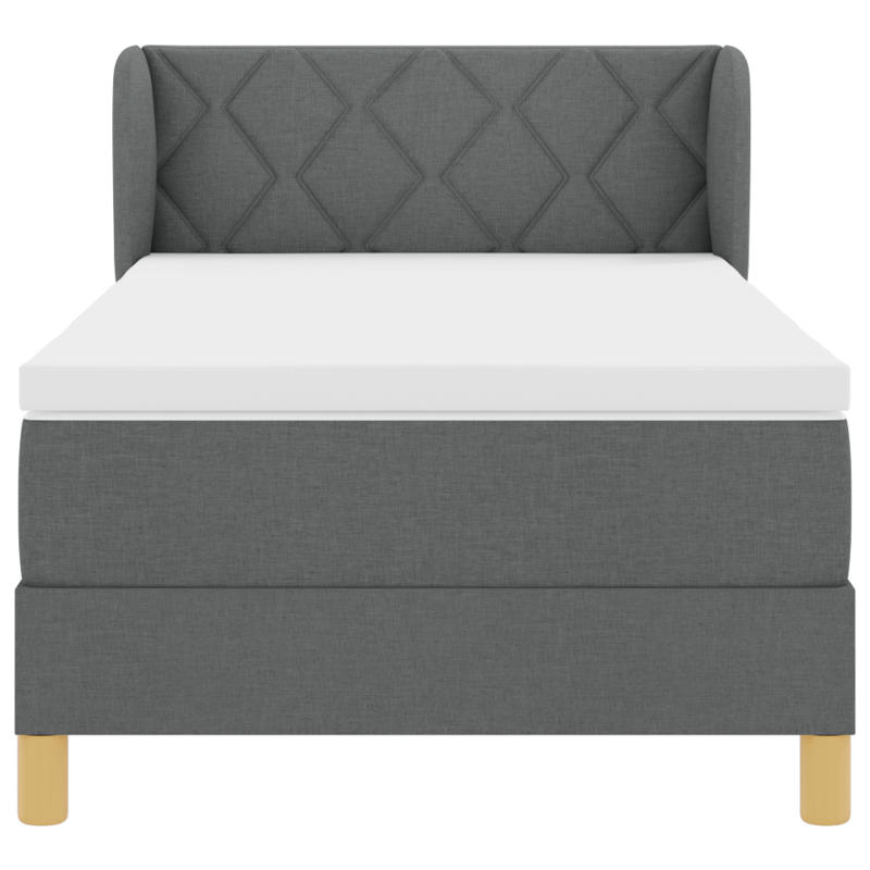 Boxspringbett mit Matratze in Dunkelgrau, 90x200 cm Stoff