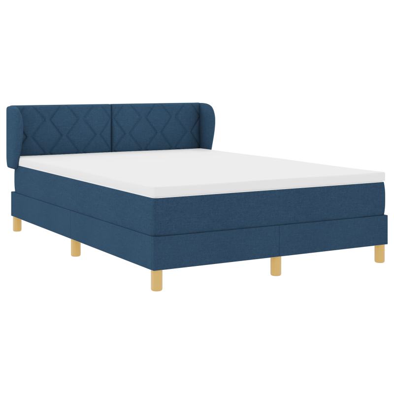 Boxspringbett mit Matratze - Blau, 140x190 cm, Stoff