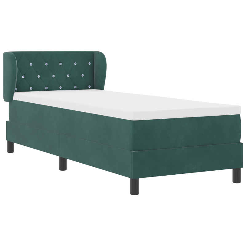 Boxspringbett mit Matratze in Dunkelgrün, 80x200 cm, Samt