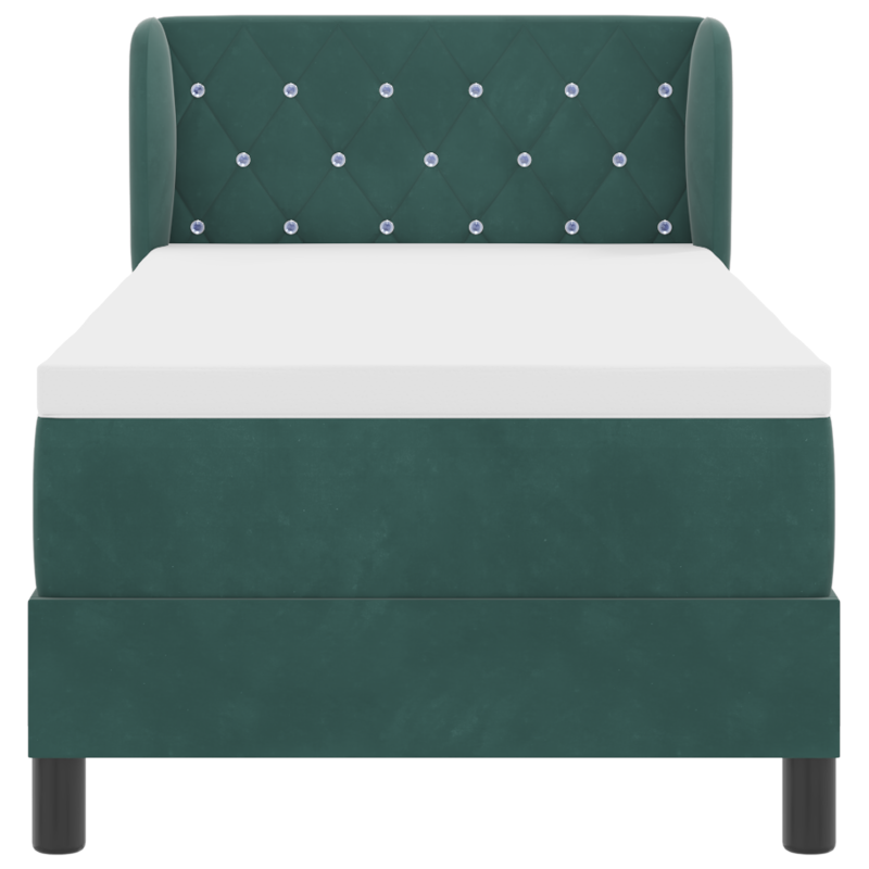 Boxspringbett mit Matratze in Dunkelgrün, 80x200 cm, Samt