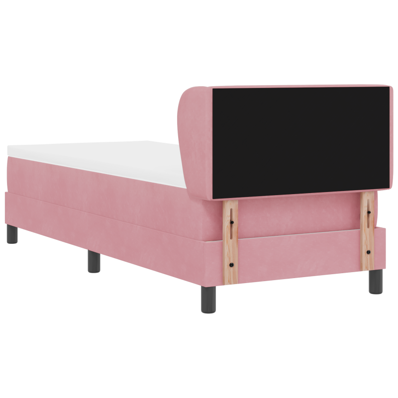Boxspringbett mit Matratze in Rosa, 80x200 cm, aus Samt