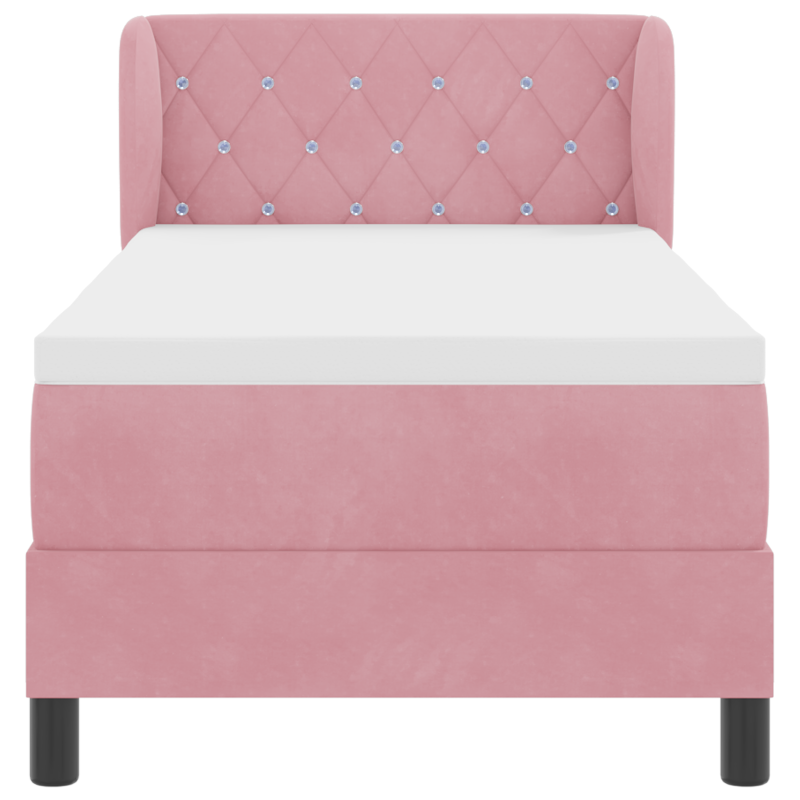 Boxspringbett mit Matratze in Rosa, 80x200 cm, aus Samt