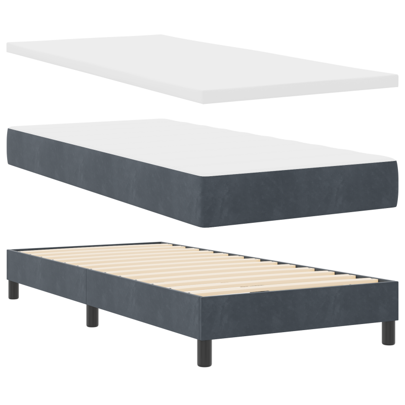 Boxspringbett mit Matratze Dunkelgrau 90x190 cm aus Samt
