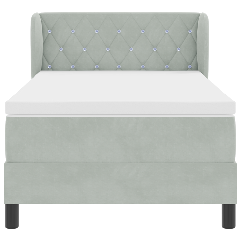 Boxspringbett mit Matratze Hellgrau 90x200 cm Samt