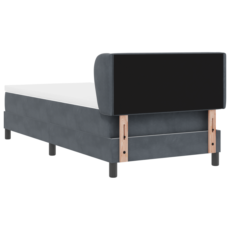 Boxspringbett mit Matratze in Dunkelgrau, 90x200 cm, aus Samt