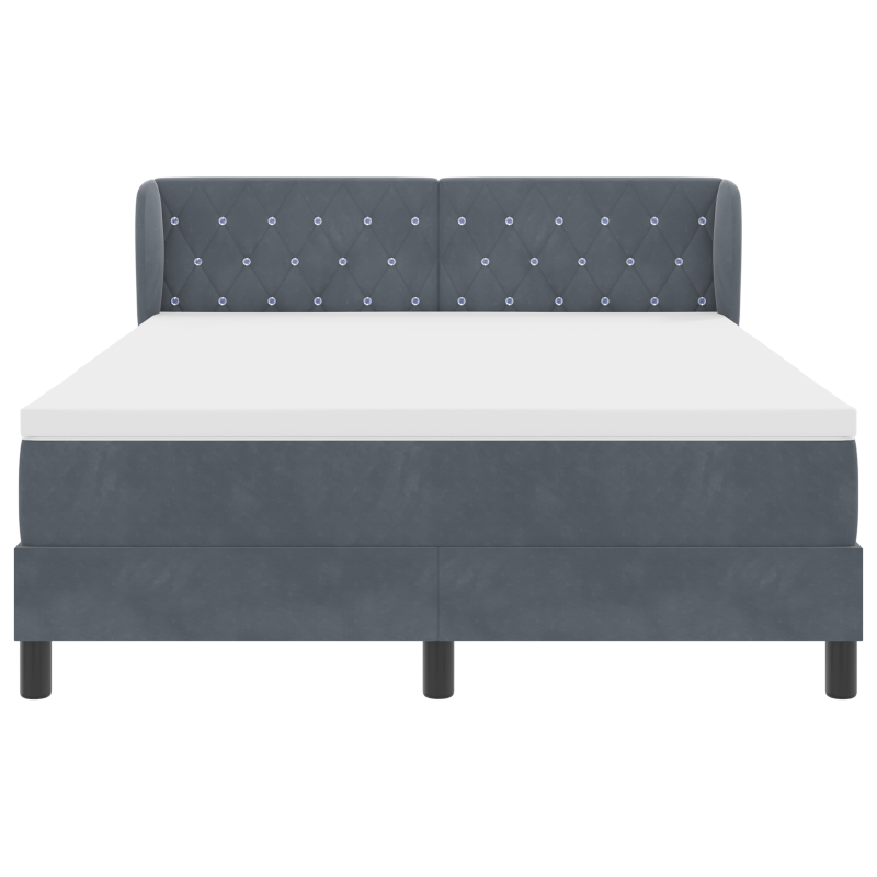 Boxspringbett mit Matratze in Dunkelgrau, 140x200 cm, Samt