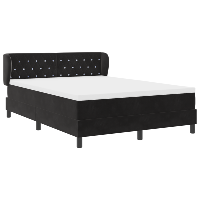 Boxspringbett mit Matratze Schwarz 140x200 cm Samt