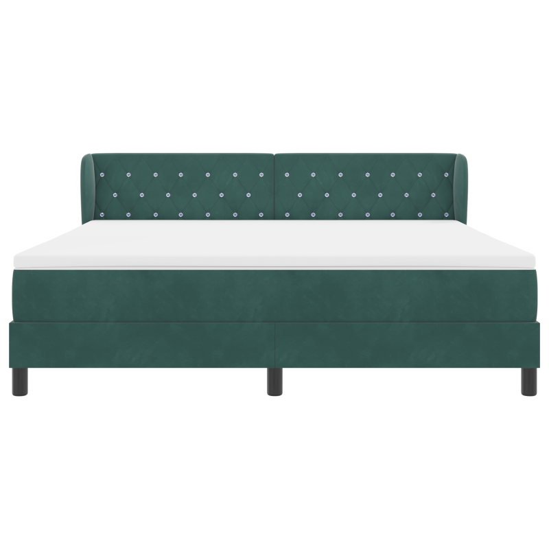 Boxspringbett mit Matratze Dunkelgrün 180x200 cm Velours