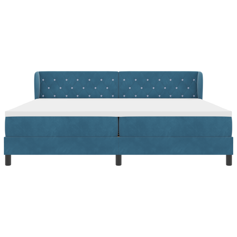 Boxspringbett mit Matratze in Dunkelblau, 200x200 cm, aus Samt