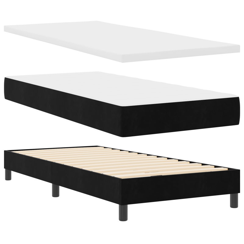 Boxspringbett mit Matratze Schwarz 90x190 cm aus Samt