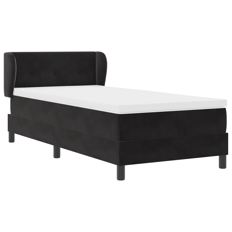 Boxspringbett mit Matratze Schwarz 90x190 cm aus Samt
