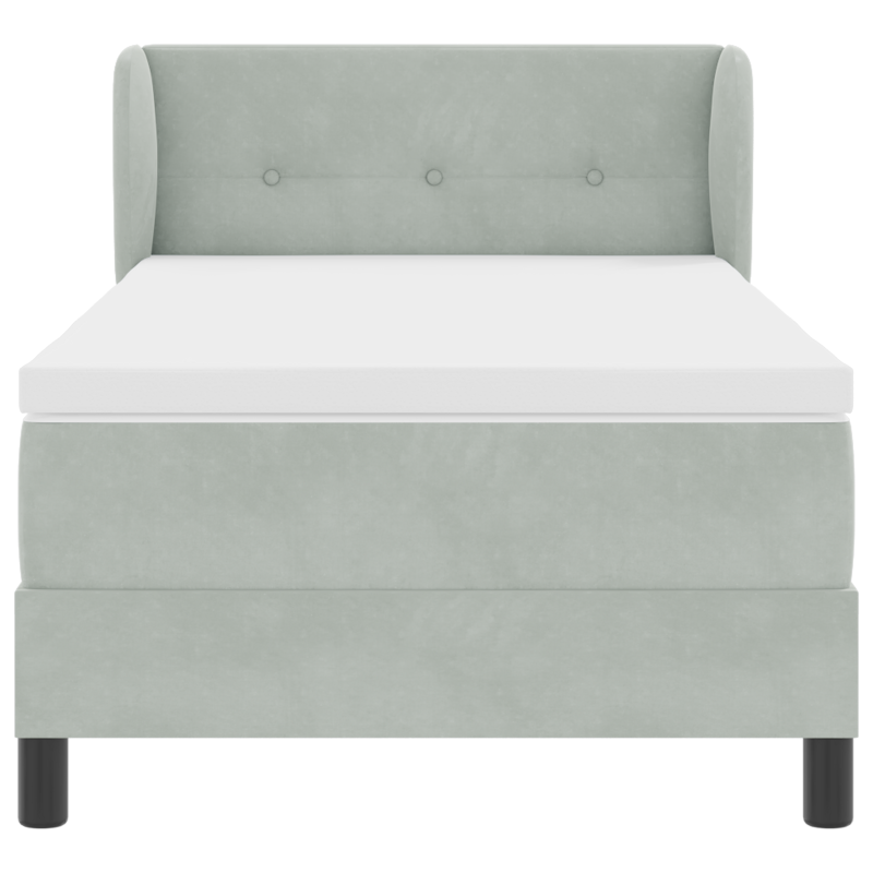 Boxspringbett mit Matratze in Hellgrau 90x200 cm aus Samt