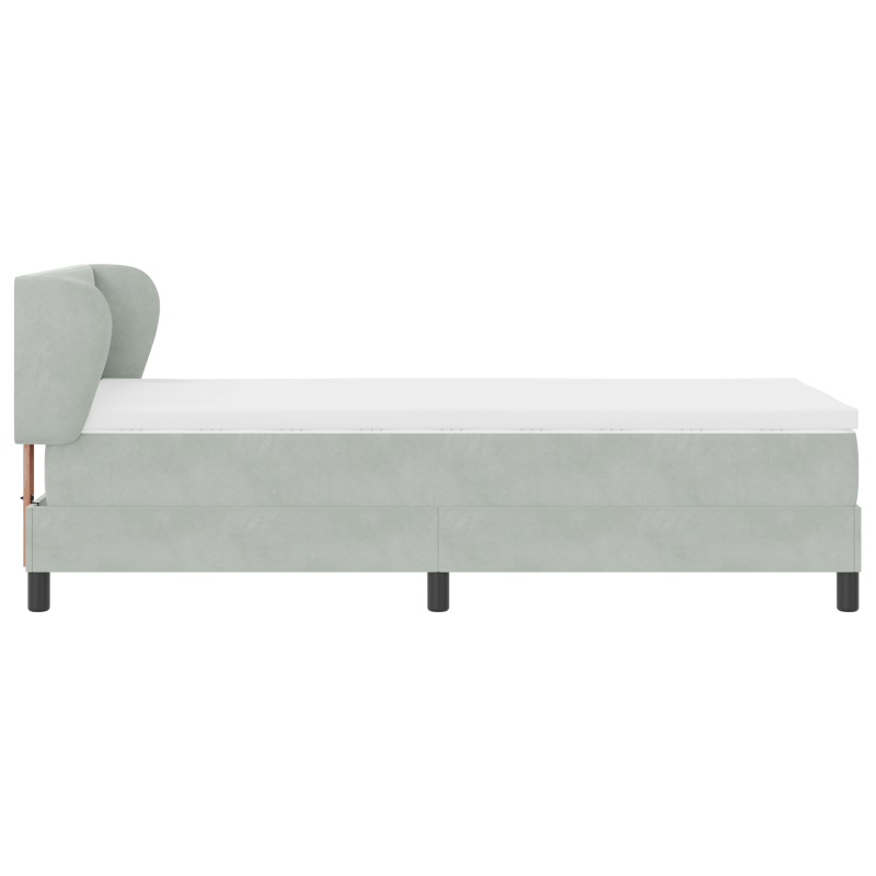 Boxspringbett mit Matratze in Hellgrau 90x200 cm aus Samt
