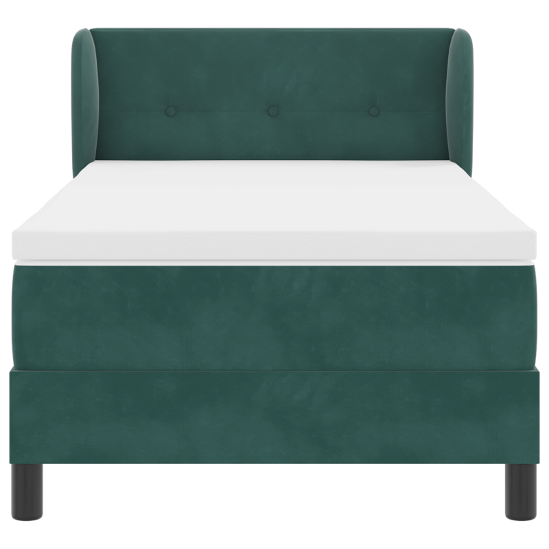 Boxspringbett mit Matratze dunkelgrün 90x200 cm Samt