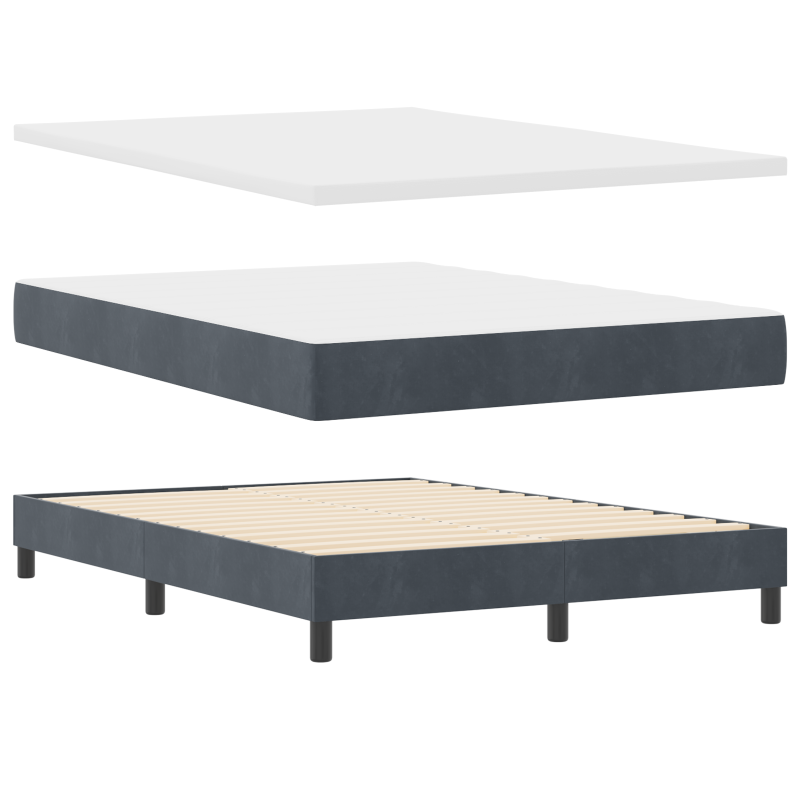 Boxspringbett mit Matratze Dunkelgrau 140x200 cm aus Samt