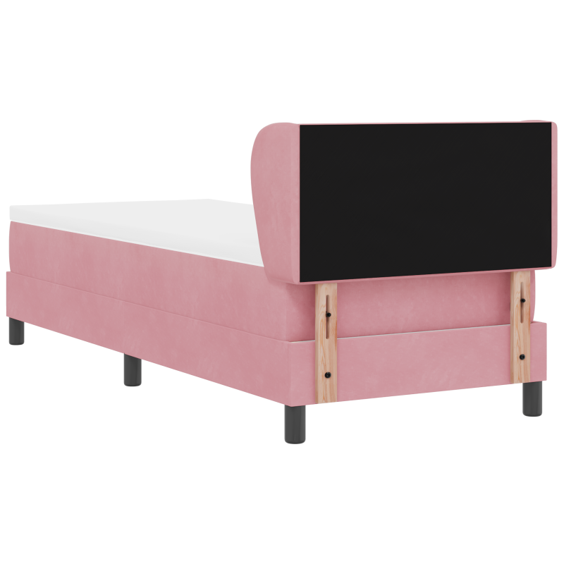 Boxspringbett mit Matratze in Rosa, 80x200 cm, aus Samt